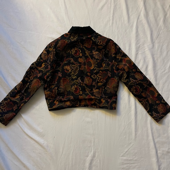 Brocade Black and Brown Floral Blazer Jacket - Picture 12 of 12